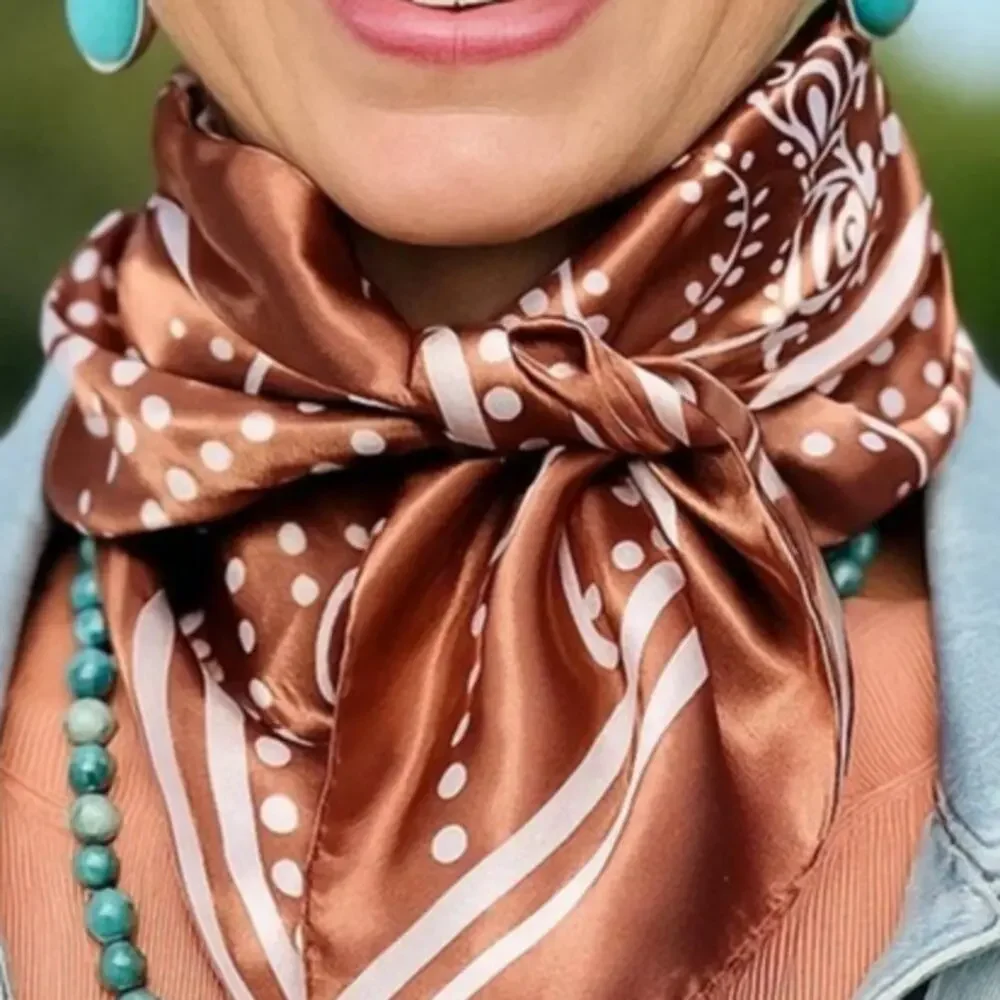 Copper Floral Paisley Western Wild Rag Scarf